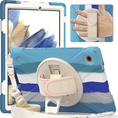 NIKCORP Zaštitna maska za Samsung Galaxy Tab A 8,0" s rotirajućim stalkom ručkom i naramenicom otporna na udarce, plava